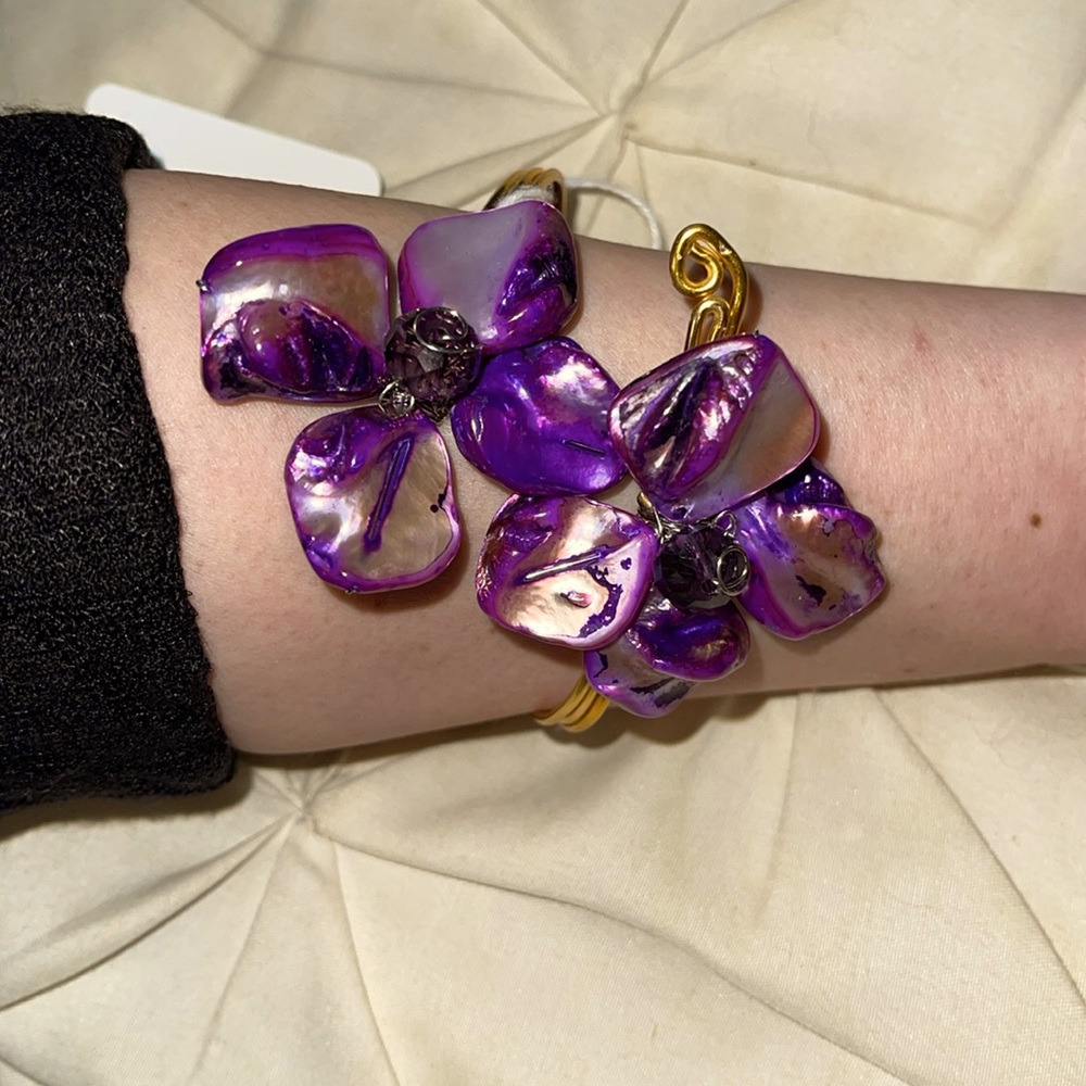14K plated gold/purple flowers